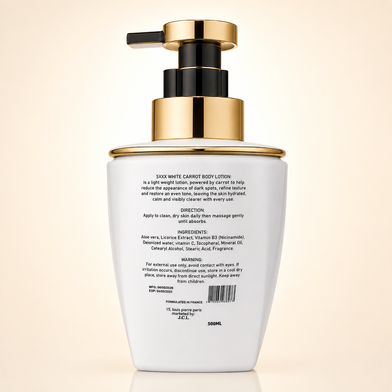 5XXX WHITE CARROT BODY LOTION – Lait Corps à la Carotte 500 ml