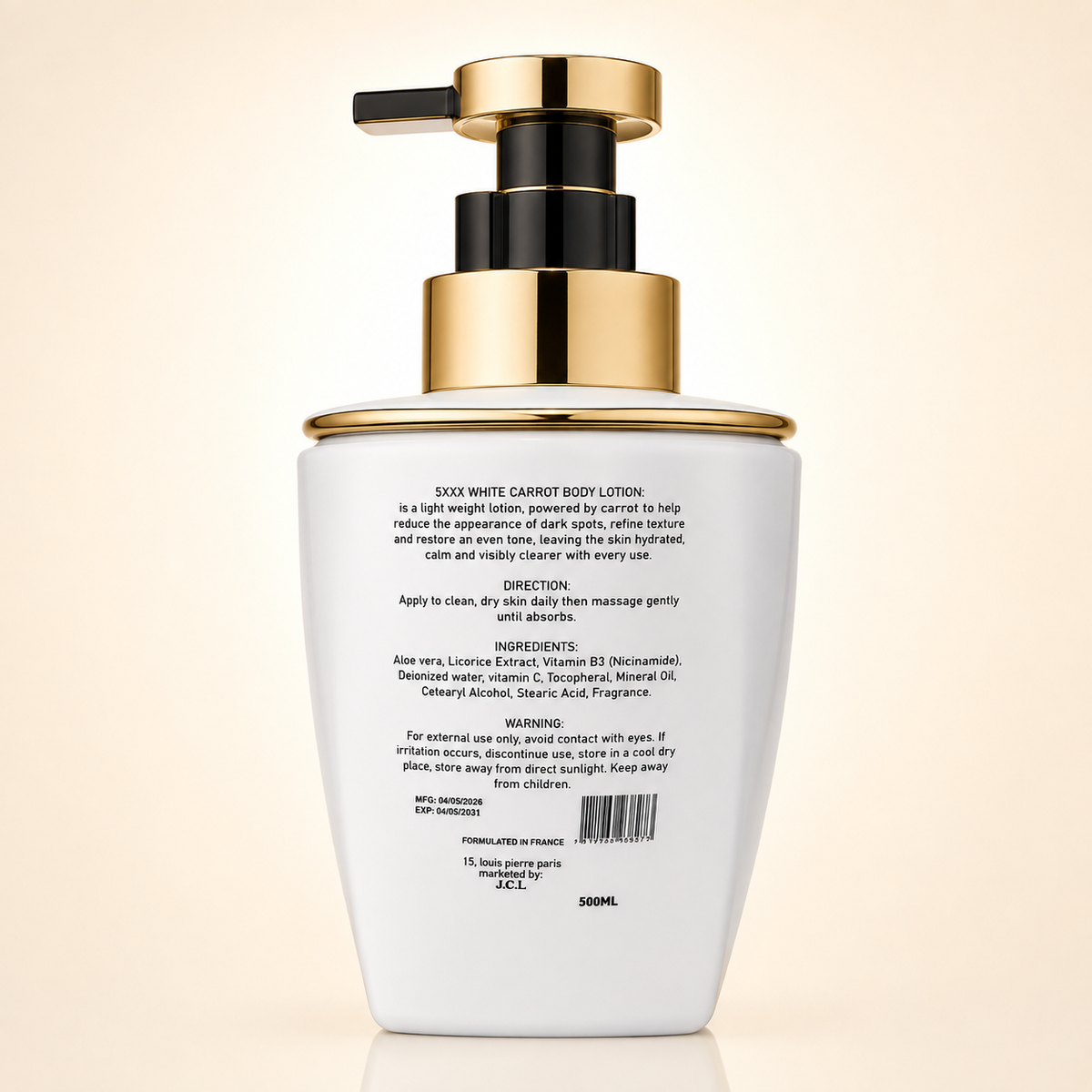 5XXX WHITE CARROT BODY LOTION – Lait Corps à la Carotte 500 ml