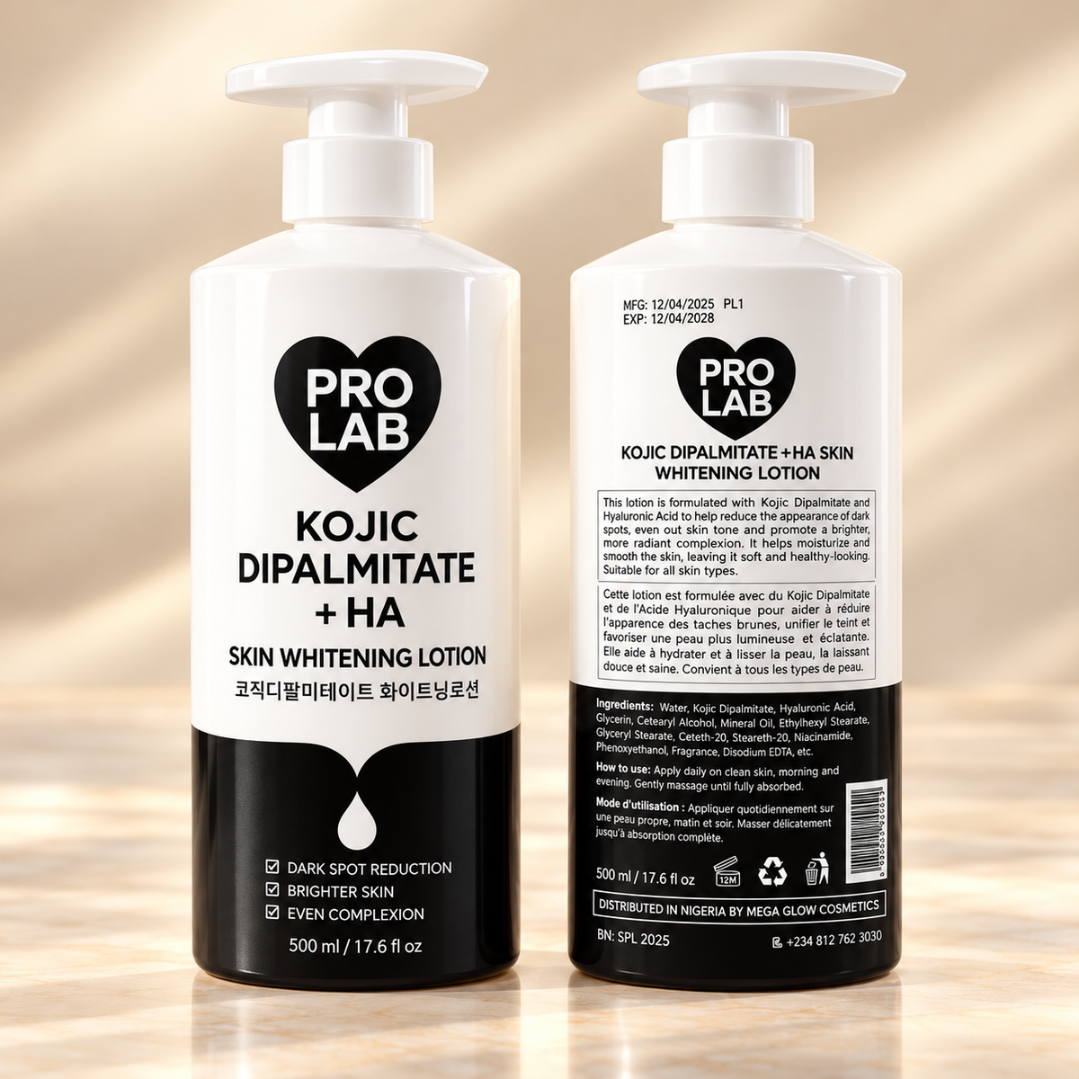 PRO LAB Skin Whitening Lotion – Kojic Dipalmitate + HA