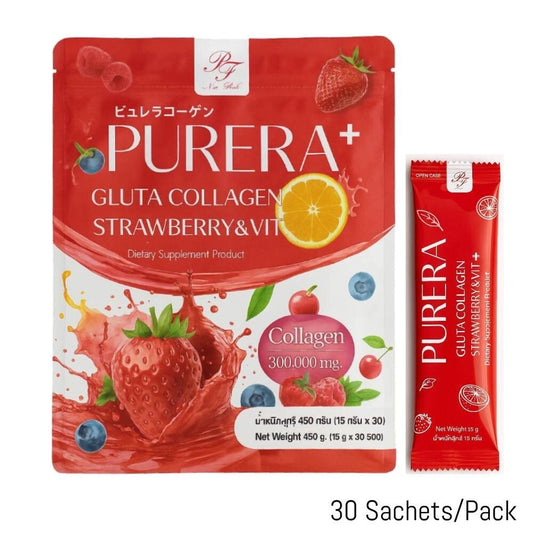 Purera Gluta Collagen Strawberry & Vit C – Complément Alimentaire Beauté