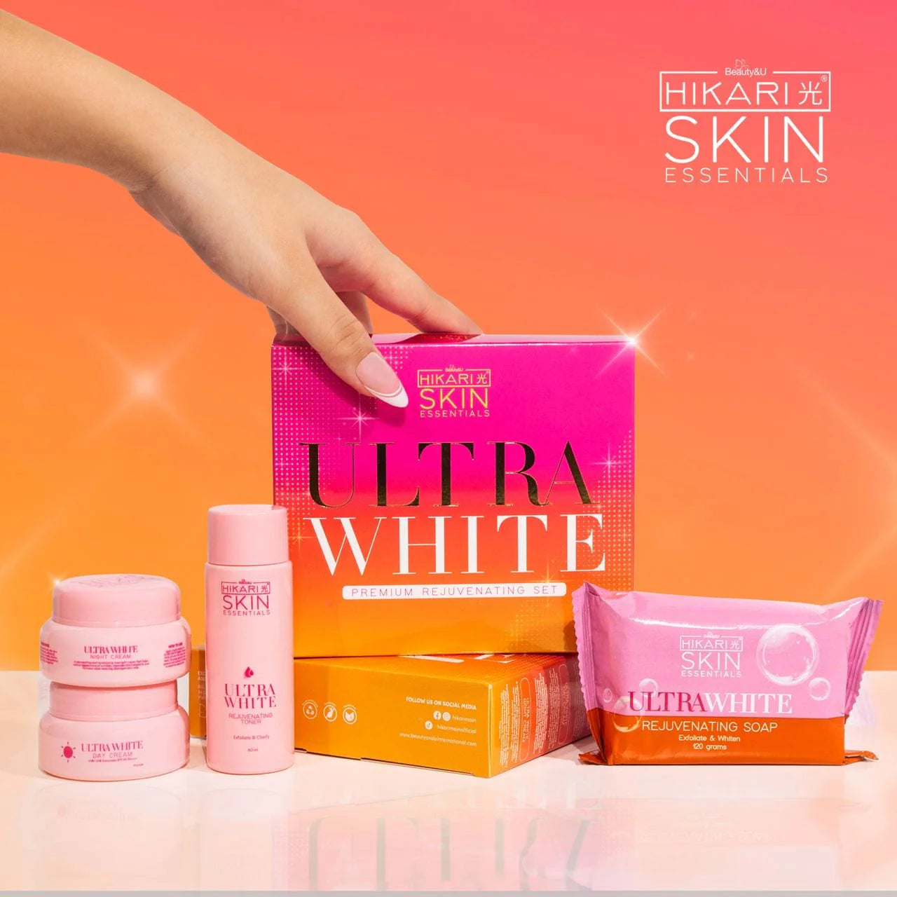 Coffret rajeunissant White Premium, savon à l'acide kojique, crème solaire